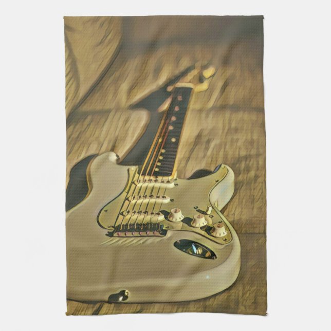 Guitarist birthday gift tea towel (Vertical)