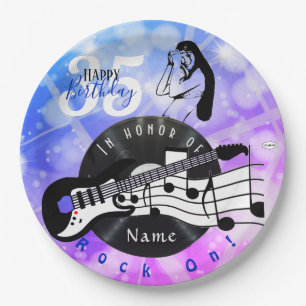 Guitarist Birthday Theme Paper Plate HAMbWG