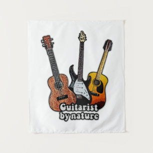 Guitarist by nature. colourful guitars tapestry