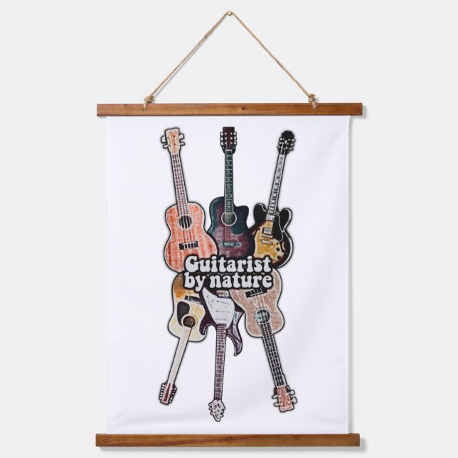 Guitarist by nature. positive quote for guitarists hanging tapestry (Front)