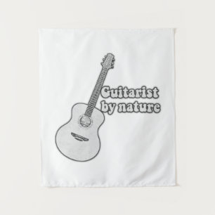 Guitarist by nature. retro black & white guitar tapestry