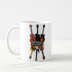 Guitarist by nature.retro vintage colourful guitar coffee mug