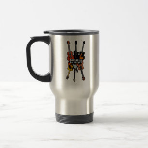 Guitarist by nature.retro vintage colourful guitar travel mug