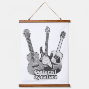 Guitarist by nature. vintage black & white guitar hanging tapestry