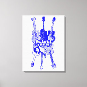Guitarist by nature. vintage blue guitar canvas print