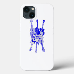 Guitarist by nature. vintage blue guitar iPhone 13 case