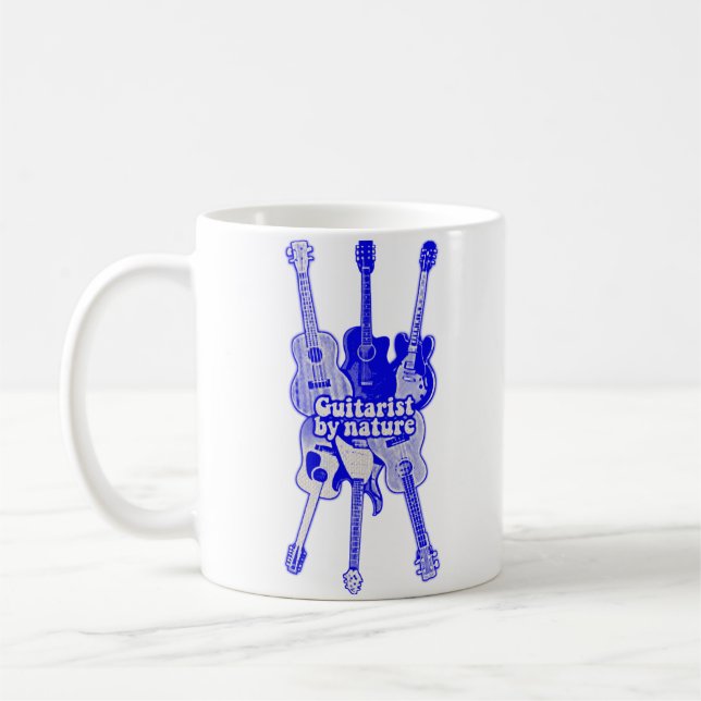 Guitarist by nature. vintage blue guitar coffee mug (Left)
