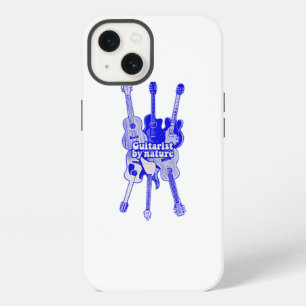 Guitarist by nature. vintage blue guitar iPhone 13 case