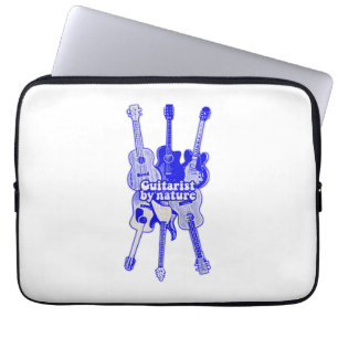 Guitarist by nature. vintage blue guitar laptop sleeve