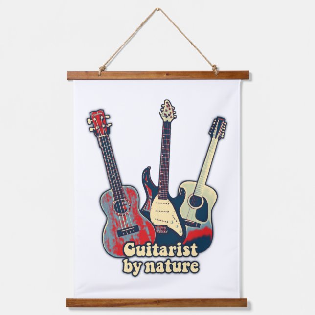 Guitarist by nature. vintage colourful guitars  hanging tapestry (Front)