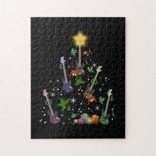 Guitarist Christmas Tree Guitar Birthday Jigsaw Puzzle