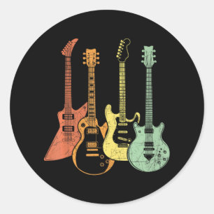 Guitarist Colourful Musical Instruments Guitars Classic Round Sticker