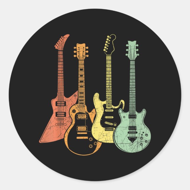 Guitarist Colourful Musical Instruments Guitars Classic Round Sticker (Front)