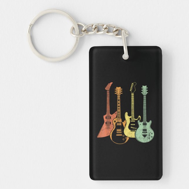Guitarist Colourful Musical Instruments Guitars Key Ring (Front)