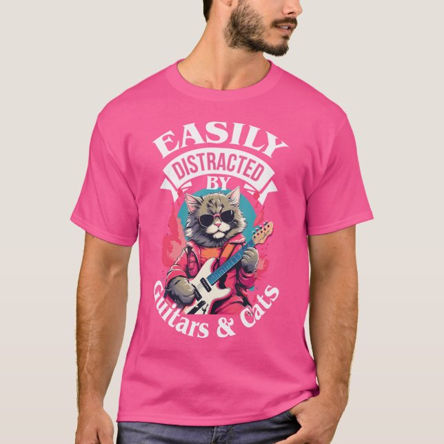 Guitarist Costume Guitar Cat Musician Acoustic Gui T-Shirt (Front)