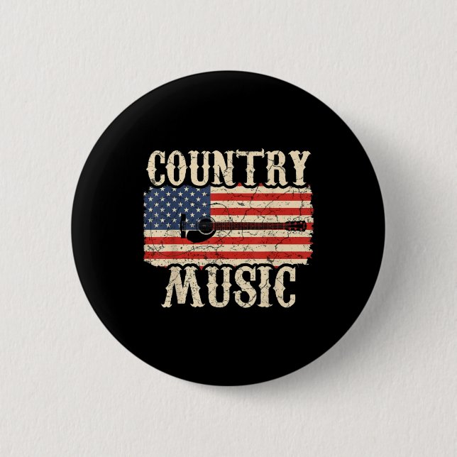 Guitarist Country Music Guitar American Flag Birth 6 Cm Round Badge (Front)