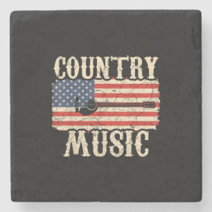 Guitarist Country Music Guitar American Flag Birth Stone Coaster