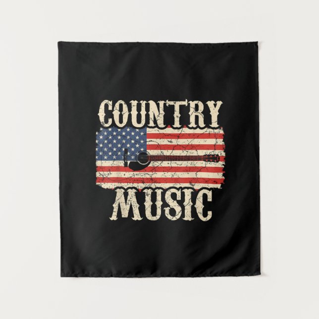 Guitarist Country Music Guitar American Flag Birth Tapestry (Front)