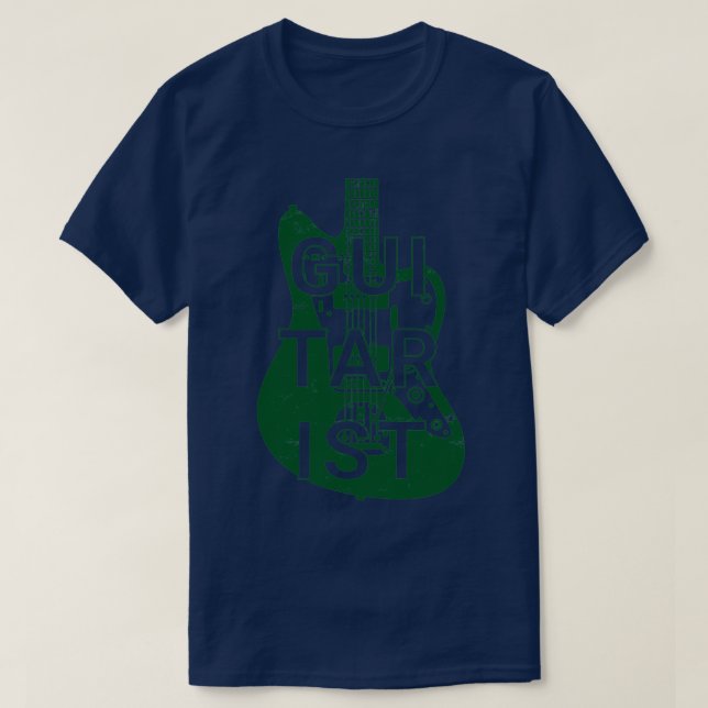 Guitarist Electric Guitar Body Dark Green Color T-Shirt (Design Front)