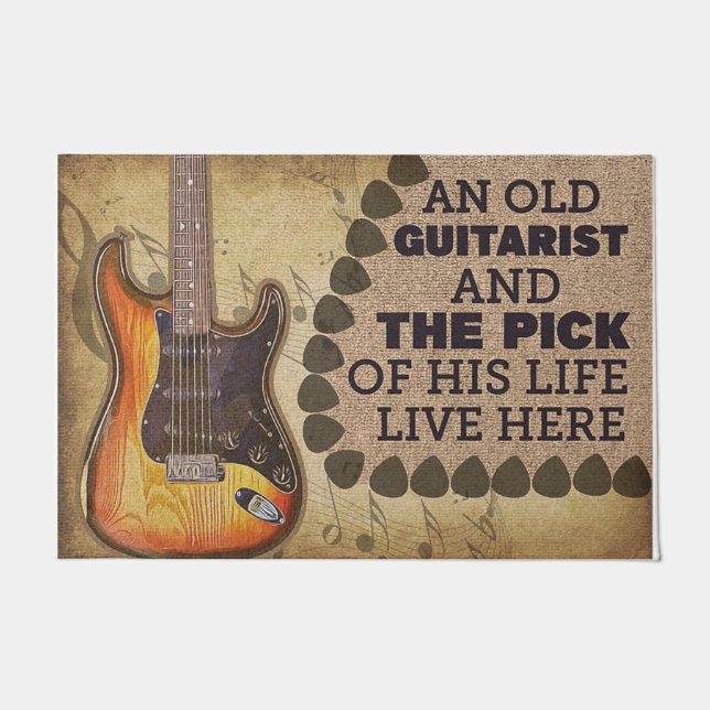 Guitarist Family Doormat, Instrument Lover Gift Doormat (Front)