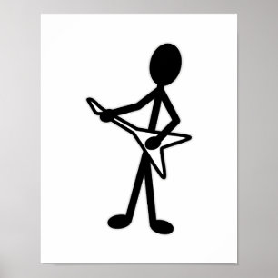 Guitarist Flying V Stick Figure Poster