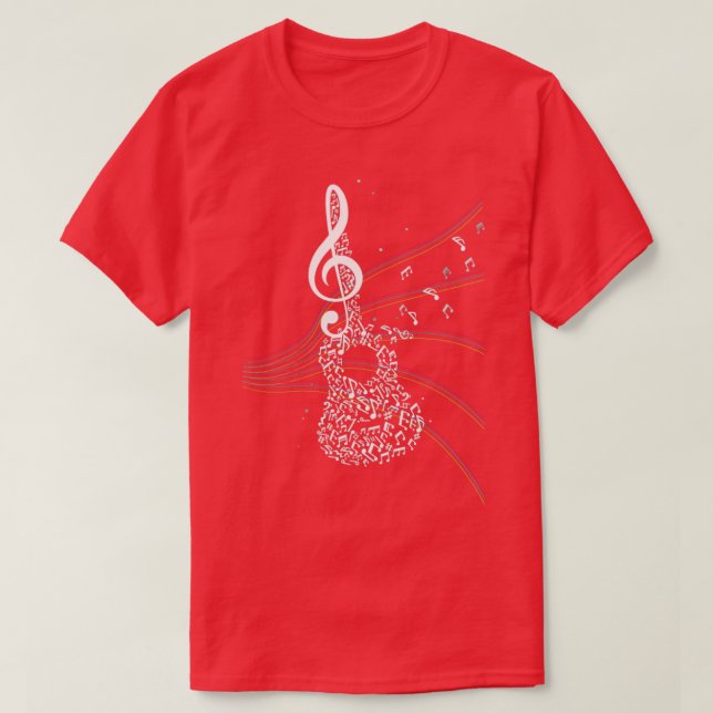 Guitarist Gift Treble Clef Music T-Shirt (Design Front)