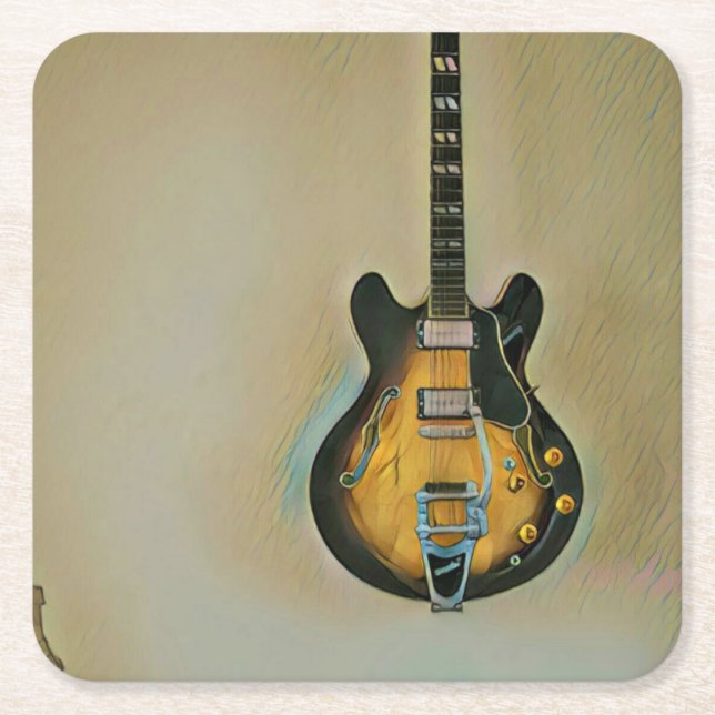 Guitarist gifts square paper coaster (Front)
