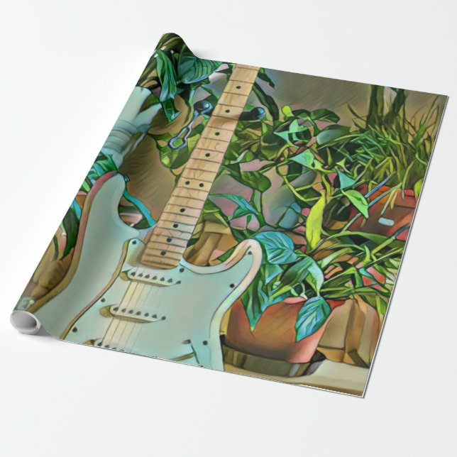 Guitarist gifts wrapping paper (Unrolled)