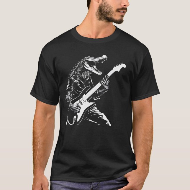 Guitarist Guitar - Guitar Player Alligator Dad Mum T-Shirt (Front)