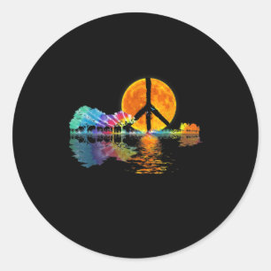 Guitarist Guitar Lake Shadow Peace Love Guitar Classic Round Sticker