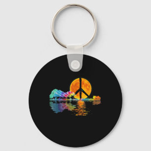Guitarist Guitar Lake Shadow Peace Love Guitar Key Ring
