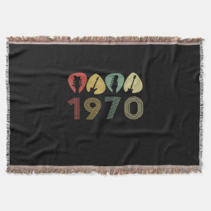 Guitarist Guitar Pick 1970 Guitarist Birthday Throw Blanket