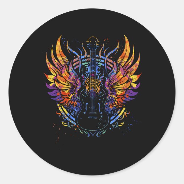 Guitarist Guitar Player Colourful Classic Round Sticker (Front)