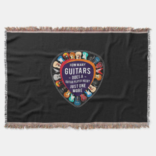 Guitarist How Many Guitars Birthday Throw Blanket