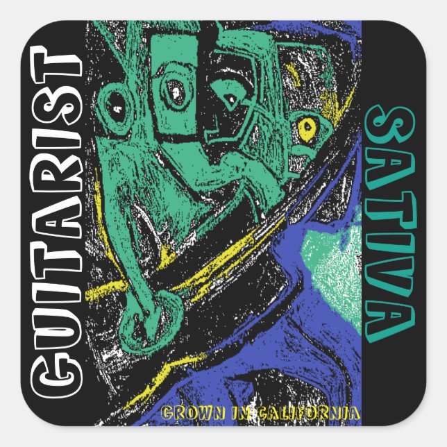 GUITARIST KUSH SQUARE STICKER (Front)