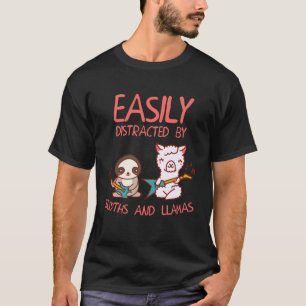 Guitarist Llama Alpaca Easily Distracted by Sloths T-Shirt
