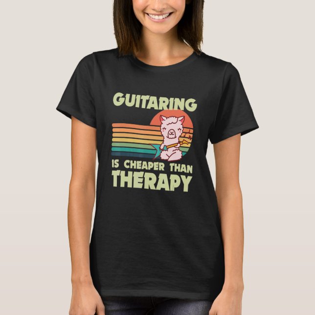 Guitarist Llama Rock guitar Guitaring Musician Gui T-Shirt (Front)