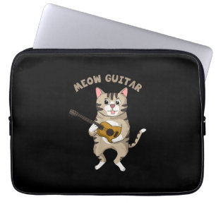 Guitarist Meow Guitar Cute Cat Playing Guitar Xmas Laptop Sleeve