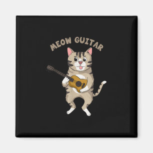 Guitarist Meow Guitar Cute Cat Playing Guitar Xmas Magnet