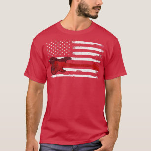 Guitarist Music Lover American Flag Vintage Guitar T-Shirt