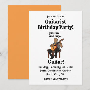 Guitarist Playing Guitar Birthday Party Invitation