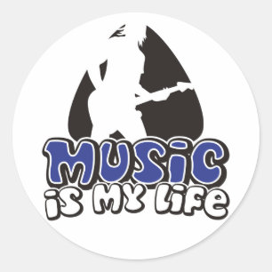 Guitarist Plectrum - Music Is My Life Classic Round Sticker