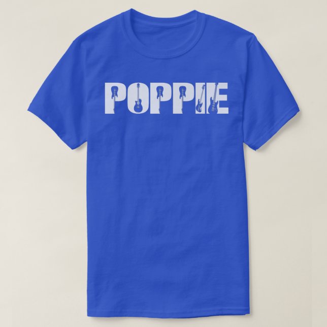 Guitarist Poppie Funny Music Guitar Lover Fathers  T-Shirt (Design Front)