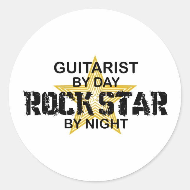 Guitarist Rock Star by Night Classic Round Sticker (Front)