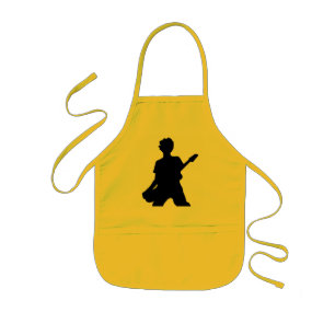Guitarist Silhouette - B&W Kids Apron