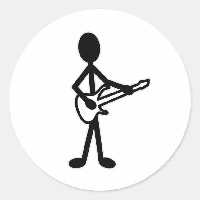 Guitarist Stick Figure Classic Round Sticker (Front)
