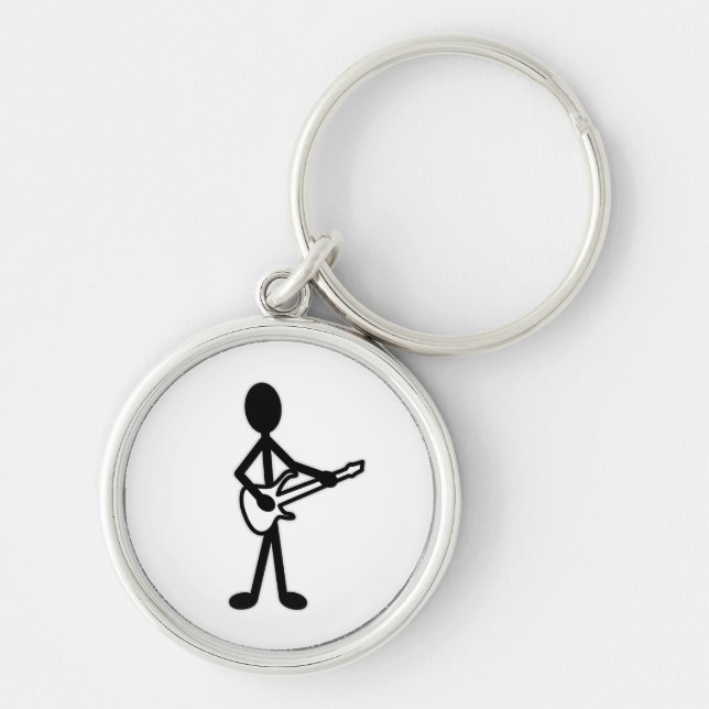Guitarist Stick Figure Key Ring (Front)