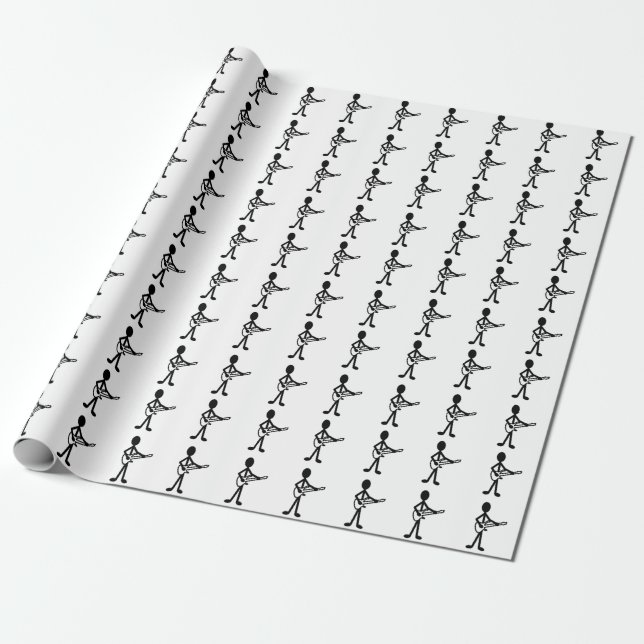 Guitarist Stick Figure Wrapping Paper (Unrolled)