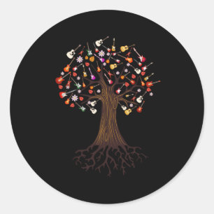Guitarist Tree Guitar Birthday Classic Round Sticker