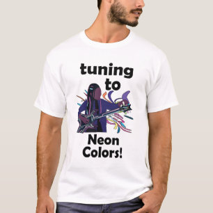 Guitarist Tuning To Neon Colours Musical Party T-Shirt